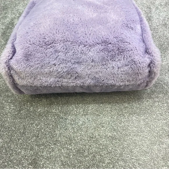 PURPLE FAUX FUR HANDBAG LILAC TOTE SHOULDER BAG BOXY BAG Y2K CARRY - Picture 5 of 7